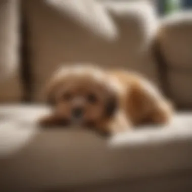 A rubber glove being used to gather pet hair from a couch