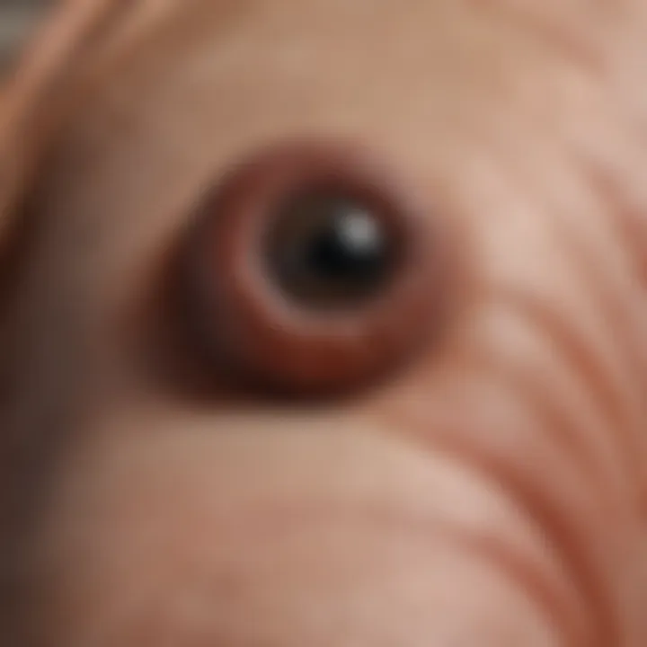 A close-up of a pet's skin with signs of ringworm infection
