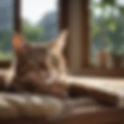Calm cat resting in a serene environment