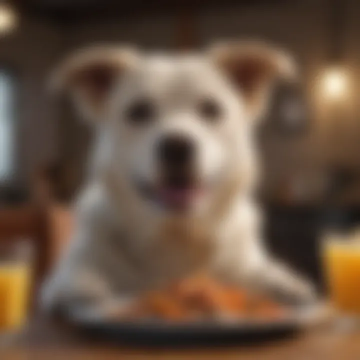 Happy dog enjoying a meal