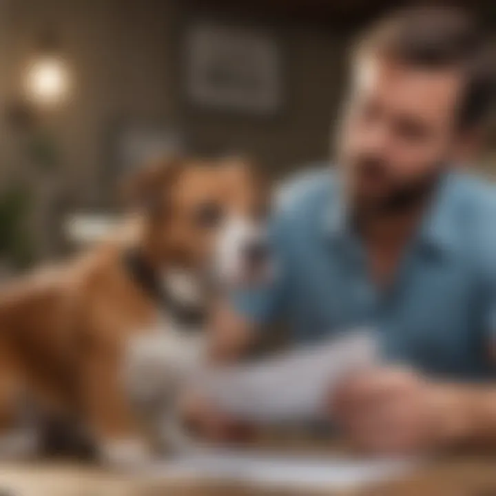 A pet owner reviewing insurance documents