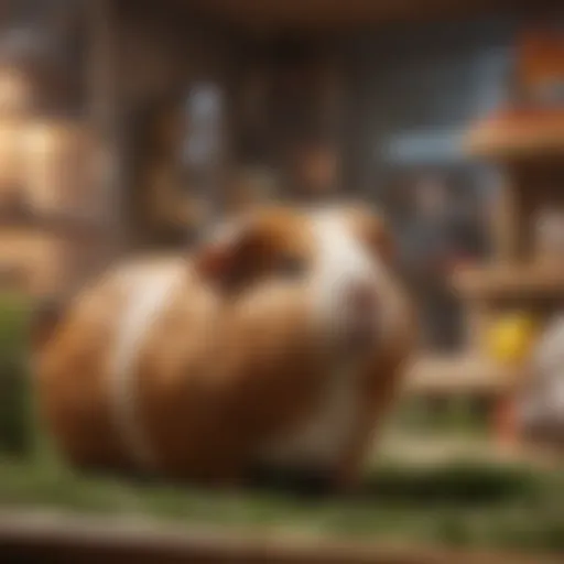 A cozy guinea pig habitat in a pet shop