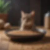 Natural cat litter materials in a bowl