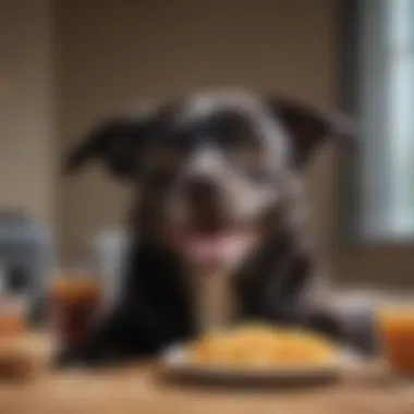 A happy dog enjoying a meal of soft food, showcasing the joy of mealtime.