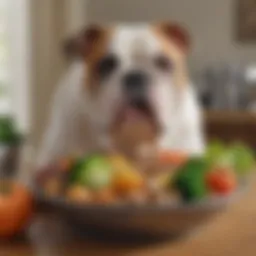 A bowl filled with high-quality dog food featuring meat and vegetables