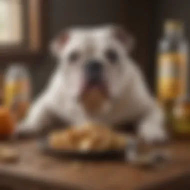 Nutritious Ingredients for Old English Bulldogs Various ingredients suitable for dog nutrition displayed on a table
