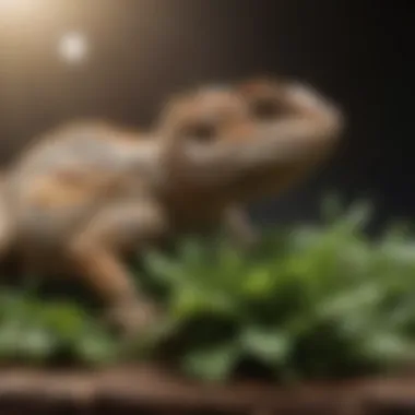 Bearded Dragon Feeding Time Bearded dragon enjoying leafy greens