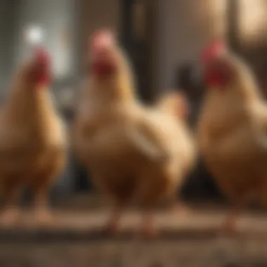 Healthy Buff Orpington chickens in different life stages.