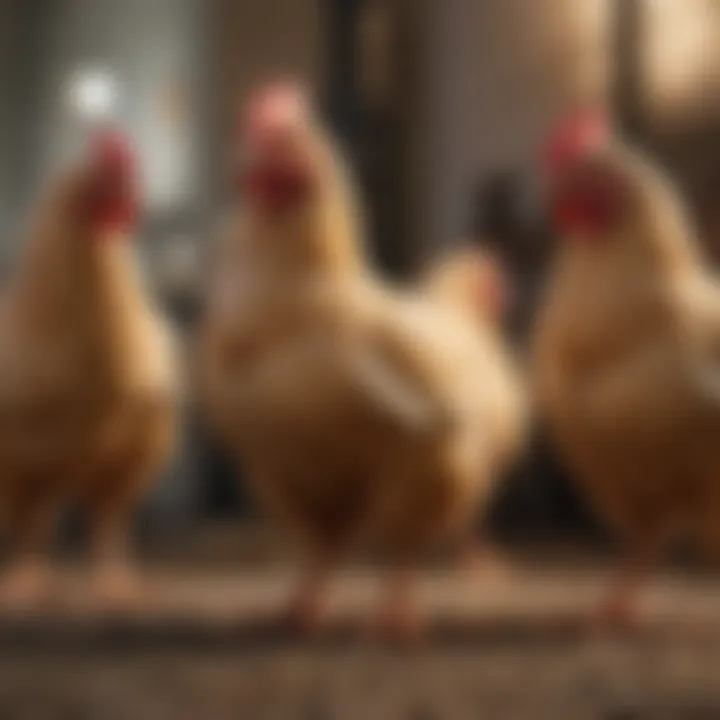 Healthy Buff Orpington chickens in different life stages.