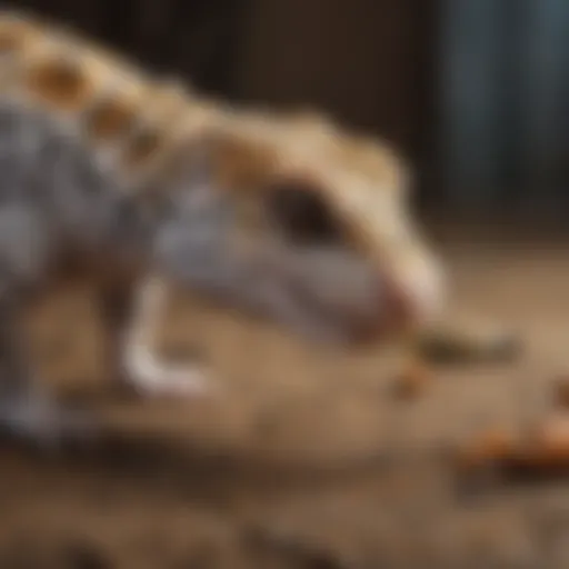 Feeding leopard gecko with live insects
