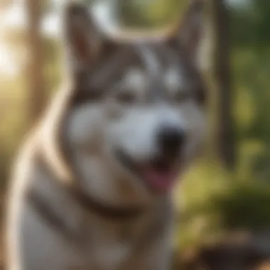 Active Siberian Husky in Nature Siberian Husky playing outdoors, illustrating an active lifestyle
