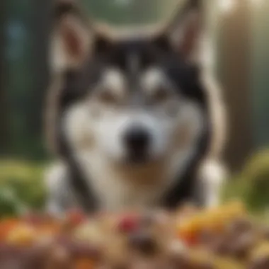 Premium Ingredients for Husky Nutrition Close-up of high-quality dog food ingredients
