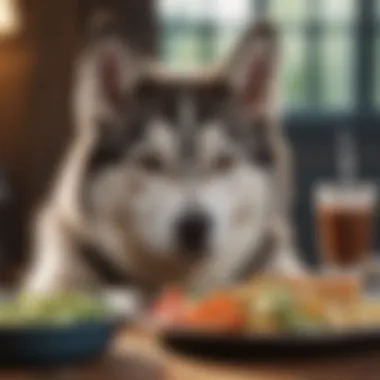Balanced Meal Plan for Siberian Huskies A balanced meal plan for a Siberian Husky on a table
