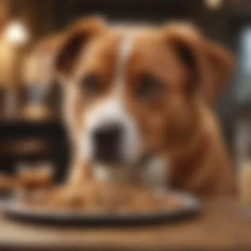 Healthy dog enjoying a balanced meal