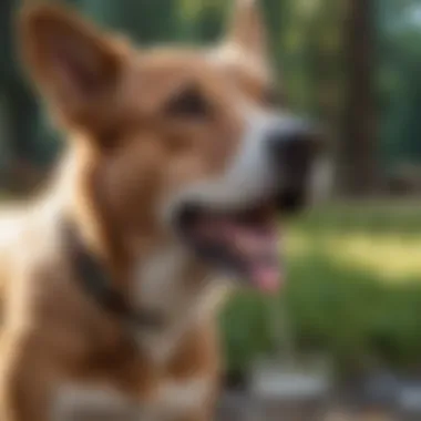 Dog drinking water to stay hydrated