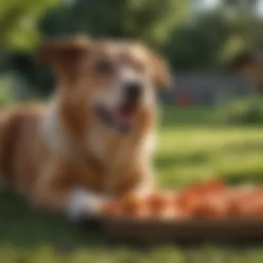 Dog Enjoying Carrot Snack Happy dog enjoying a carrot snack in a garden