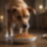 A dog enjoying a bowl of nutritious food designed for sensitive skin