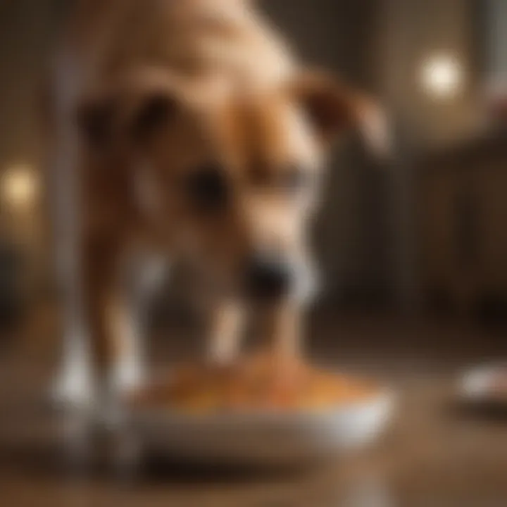 A dog enjoying a bowl of nutritious food designed for sensitive skin