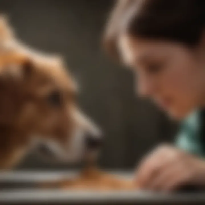 A veterinarian examining a dog for dietary sensitivity