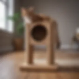 Stylish cat post with integrated scratcher