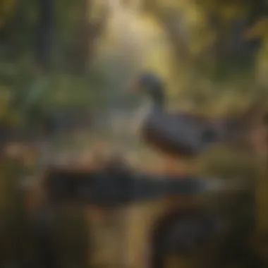 Creating a Balanced Habitat for Ducks Ducks interacting in a balanced environment with food sources