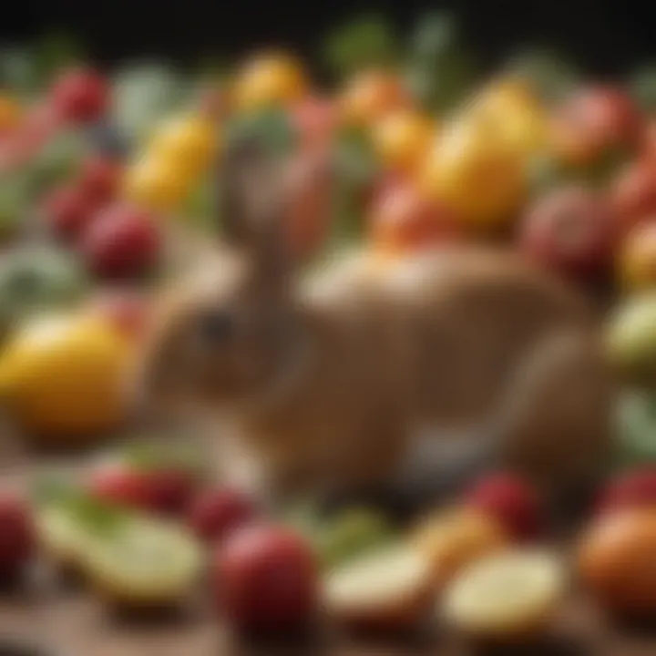 Colorful array of fruits that are safe for rabbits