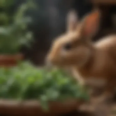 Wholesome Herbs for Enhancing Rabbit Nutrition A variety of fresh herbs beneficial for rabbit health