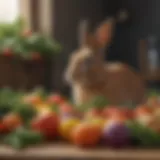 A vibrant assortment of fresh vegetables suitable for rabbits