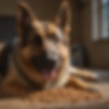 Active German Shepherd enjoying kibble