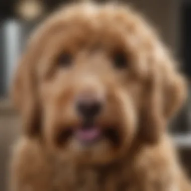 A Goldendoodle with shiny, well-groomed fur showcasing the benefits of quality leave-in conditioner