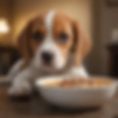 Beagle Puppy Enjoying a Nutritious Meal Beagle puppy enjoying a healthy meal in a bowl