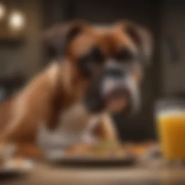 A healthy Boxer enjoying a meal