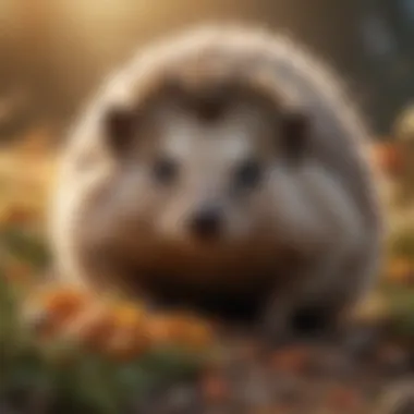 A hedgehog in a vibrant environment, showcasing its healthy coat and energy.