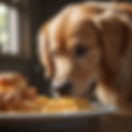 A golden retriever enjoying a nutritious meal