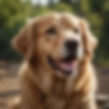 Happy Golden Retriever Outdoors Golden retriever playing outdoors with a happy expression