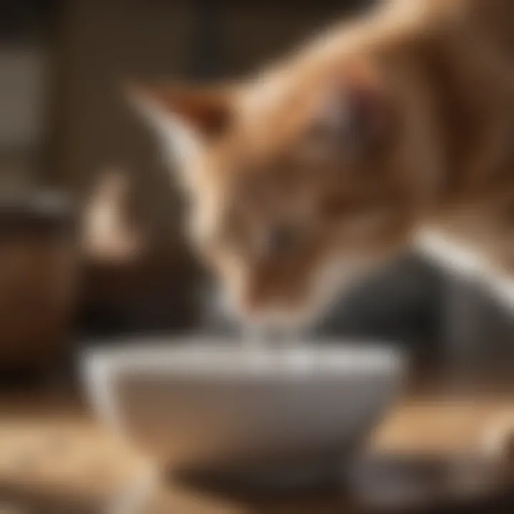 A cat drinking water from a bowl, highlighting the importance of hydration