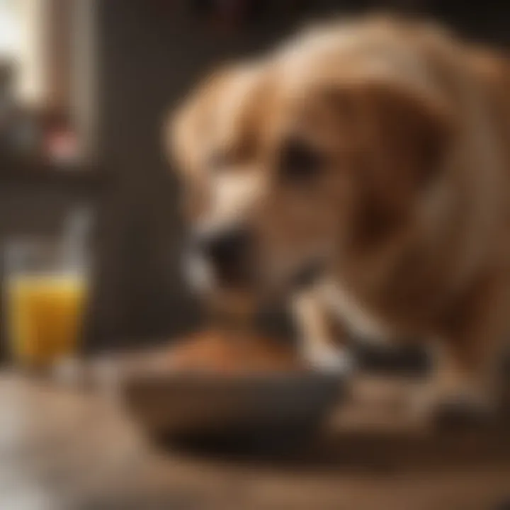 A dog enjoying a bowl of easily digestible food.