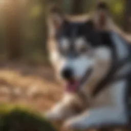 A husky engaging with a durable chew toy
