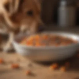 Nutrient-rich dog food bowl filled with ingredients for skin health