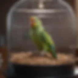 Spacious parakeet cage with vibrant accessories