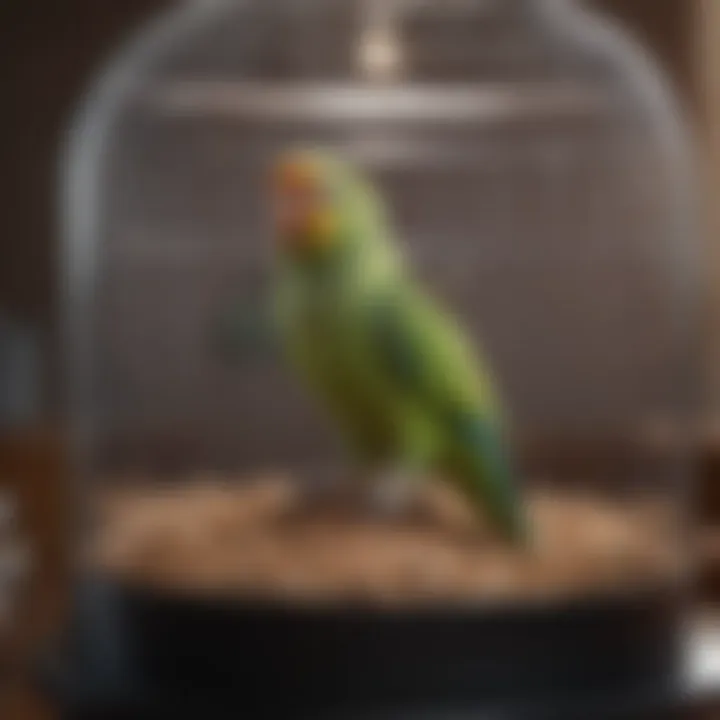 Spacious parakeet cage with vibrant accessories