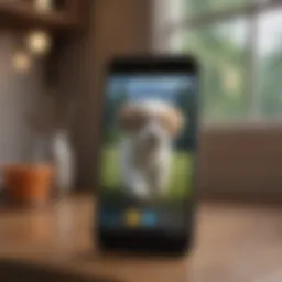 A smartphone displaying a puppy training app with a colorful interface