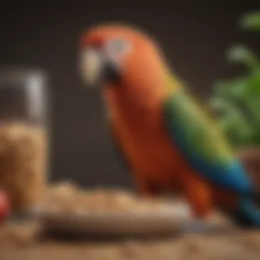 Balanced Diet for Parrots: Including Peanuts A balanced diet plate for parrots including peanuts