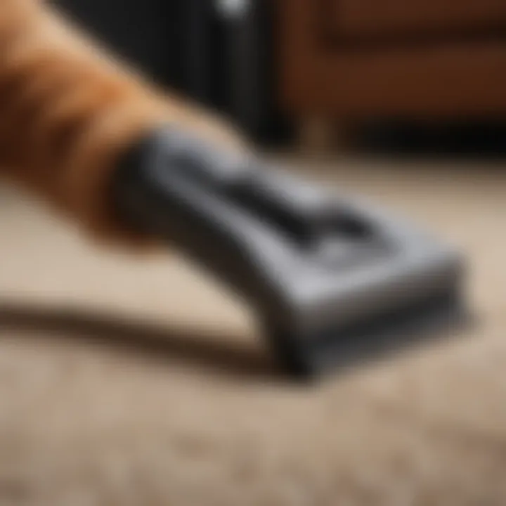 A pet grooming tool designed for removing fur from carpets