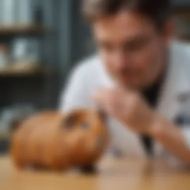 A veterinarian examining a healthy guinea pig