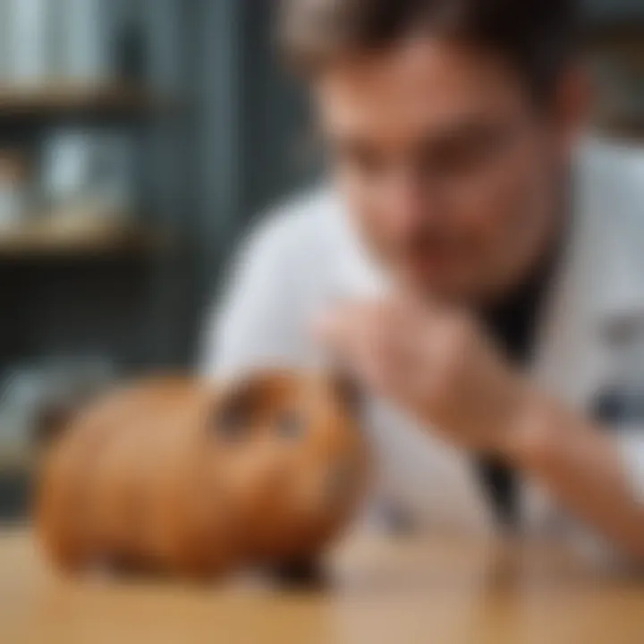 A veterinarian examining a healthy guinea pig