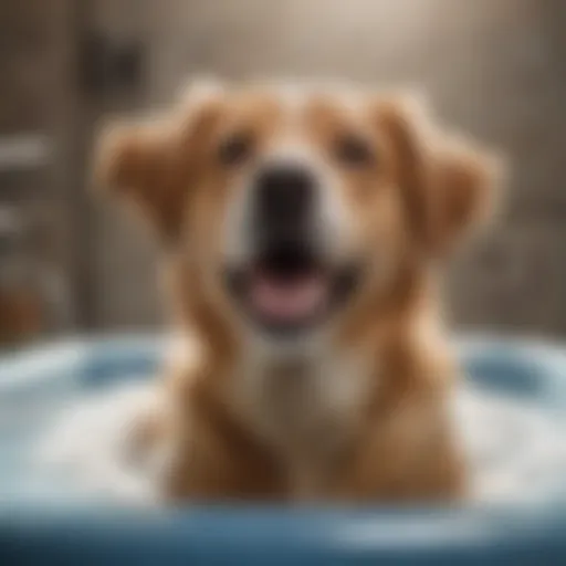 A happy dog enjoying a bath at PetSmart
