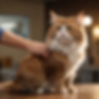 A groomer expertly trimming a cat's fur