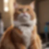 A serene cat enjoying a grooming session