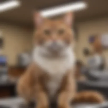 Various cat haircut styles displayed at a PetSmart grooming station